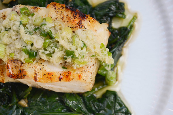 ginger scallion sauce over fish